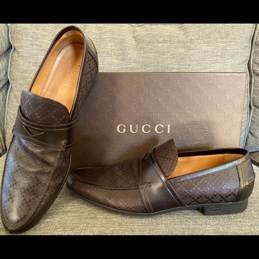 Men’s Gucci Hilary Lux Diamante Loafers - Size 9 - Brown (Coffee)